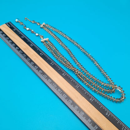 Light Topaz Crystal Necklace, Aurora Borealis, Rhinestone End Bars, 1960s Vintage Jewelry