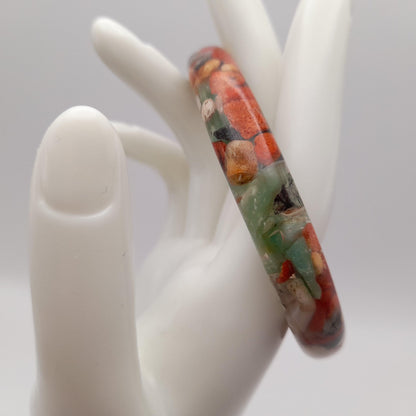 Vintage Transparent Resin Bangle Bracelet Filled With Rock Chips