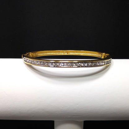 Vintage Swarovski Gold Plated Bangle Bracelet with Crystal Rhinestones, Swan Logo