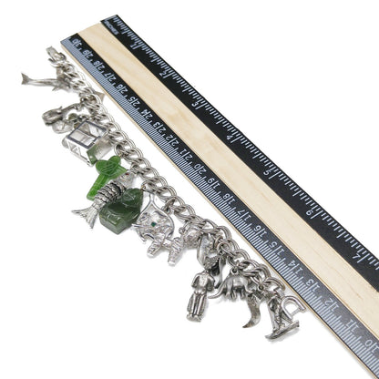 Monet Charm Bracelet, Sterling Gemstone Charms, 1960s Vintage Jewelry