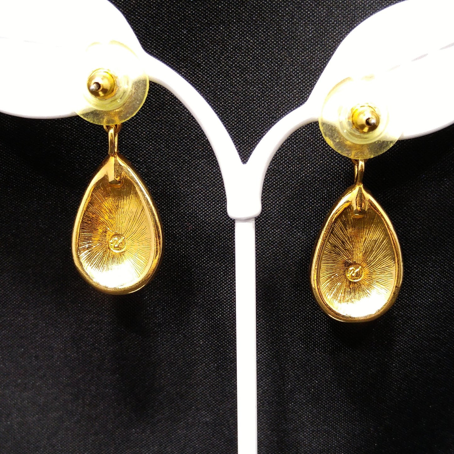 Vintage Swarovski Swan Logo Earrings – Aurora Borealis Crystal Teardrop Dangles