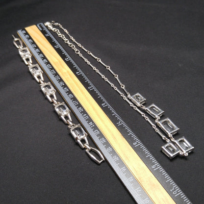 Vintage Swarovski Swan Logo Emerald Cut Crystal Necklace & Bracelet Set 1990s