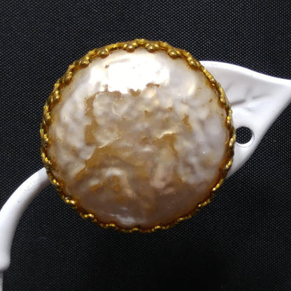 Miriam Haskell Faux Baroque Pearl Button Style Clip Earrings, 1950s Vintage Jewelry