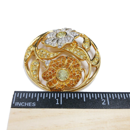 Swarovski Rhinestone Harmony Brooch, "Garden of Tranquility", Gold Plated, 2001 Vintage Jewelry