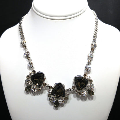 Givenchy Smoky Rhinestone Choker Necklace – 1990s Vintage Jewelry, Rhodium Plated Adjustable Length 16–19 Inches