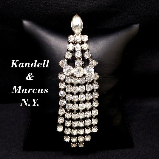 Vintage Kandell & Marcus N.Y. Brooch, Chandelier Clear Rhinestone Pin, 1940s