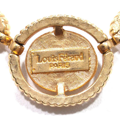 Louis Feraud Paris Gold Plated Pendant Necklace, Hematite Pendant, 1970s Vintage Jewelry