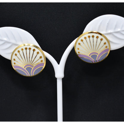 Laurel Burch "Kirin" Cloisonne Earrings, Gold Plated, 1980s Vintage Jewelry