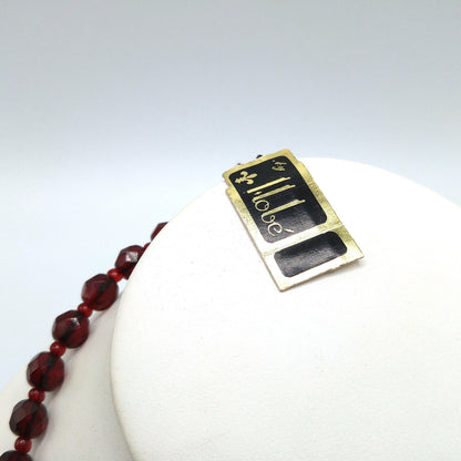 Hobe' Garnet Red Beaded Necklace, Original Tag, 1960s Vintage Jewelry