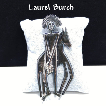 Laurel Burch Spirit Man and Horse Brooch & Pendant, Rhodium Plated, 1980s