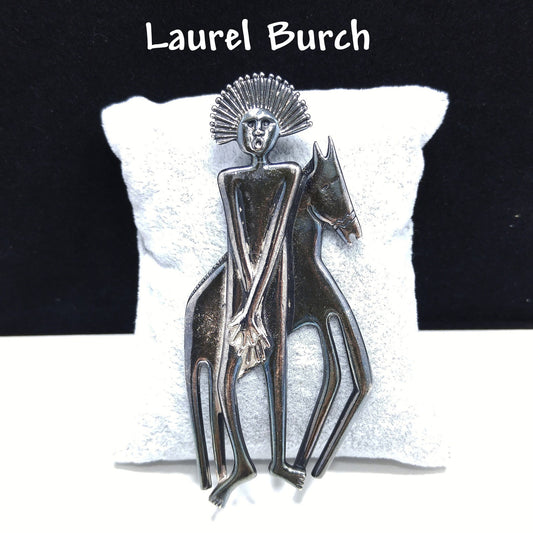 Laurel Burch Spirit Man and Horse Brooch & Pendant, Rhodium Plated, 1980s