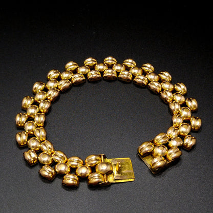 Switzerland Gold Bonded Link Bracelet, Plaque Orl, 2C Microns, 1960s Vintage Jewelry