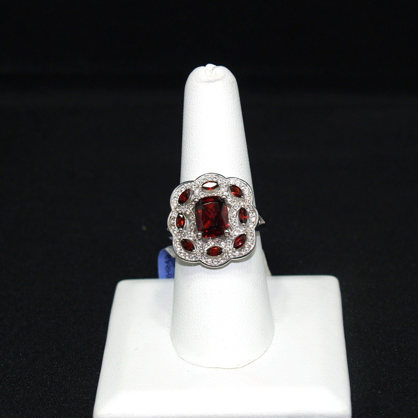 Sterling Silver Garnet Ring, Thailand, Size 8.25, 1990s Vintage Jewelry