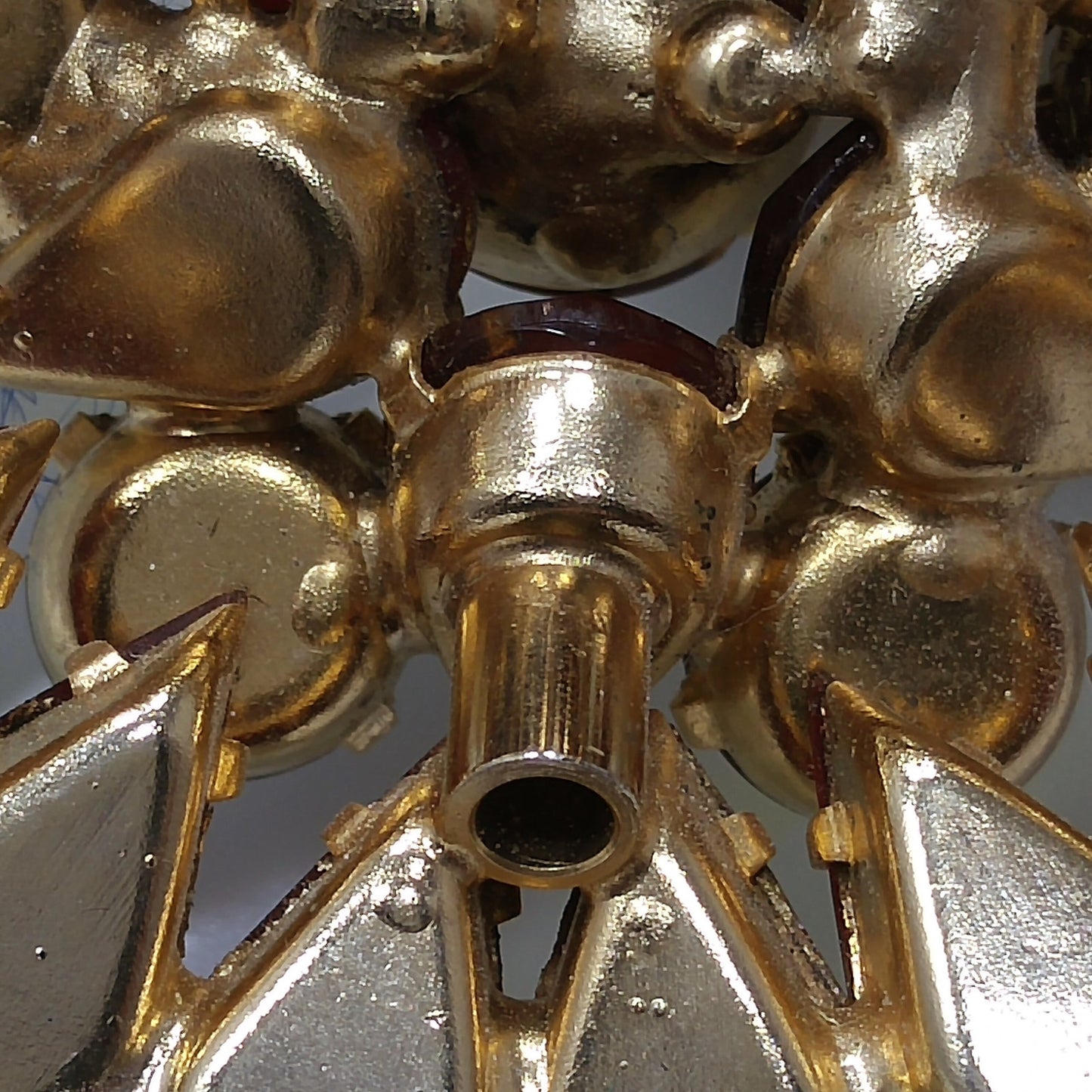 Ruby Red Rhinestone Brooch, Aurora Borealis, Gold Plated, 1960s Vintage Jewelry