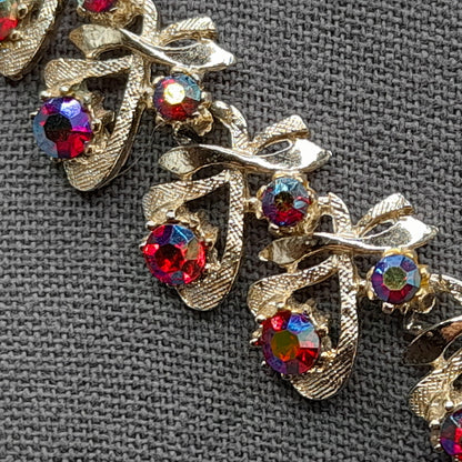 Red AB Rhinestone Choker Necklace, Arthur Pepper, Signed Art, 1960s Vintage Jewelry