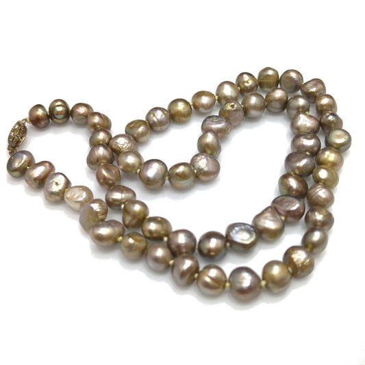 Fresh Water Pearl Necklace, Hand Knotted, Vintage Jewelry