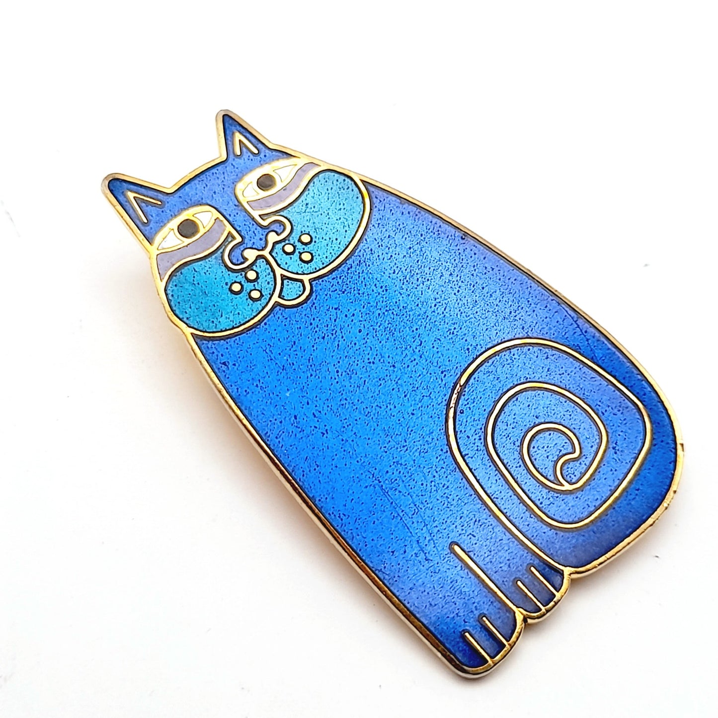 Vintage Laurel Burch Olivia Blue Cat Brooch