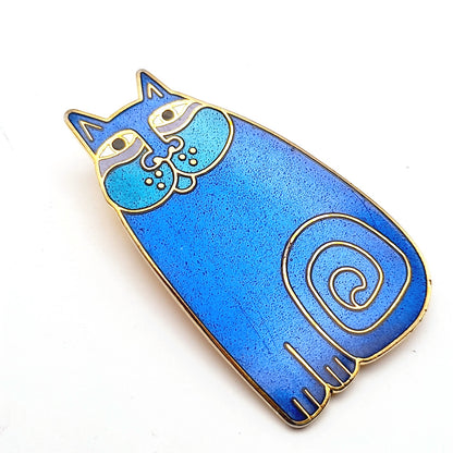 Vintage Laurel Burch Olivia Blue Cat Brooch