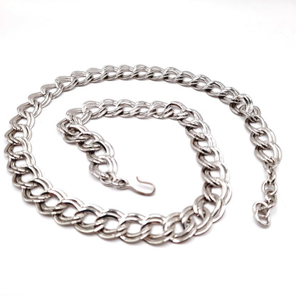 Vintage Monet Rhodium Plated Chunky Silver Tone Chain Necklace, 26 Inches