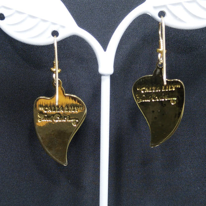 Vintage Laurel Burch "Calla Lily" Earrings, Pink Enamel, Gold Plated
