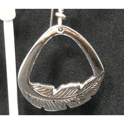 Laurel Burch Palm Leaf Dangle Earrings, Rhodium Plated, 1980s Vintage Jewelry