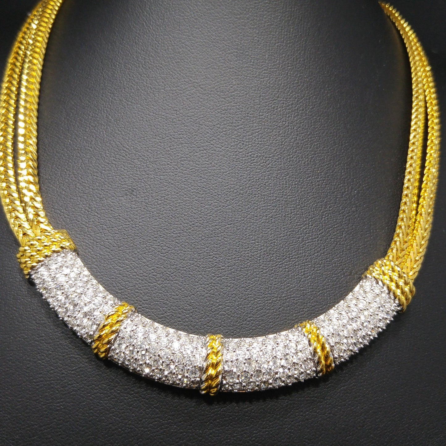 Vintage Swarovski Necklace & Bracelet Set – Gold Plated, Clear Crystals, 1980s–1990s