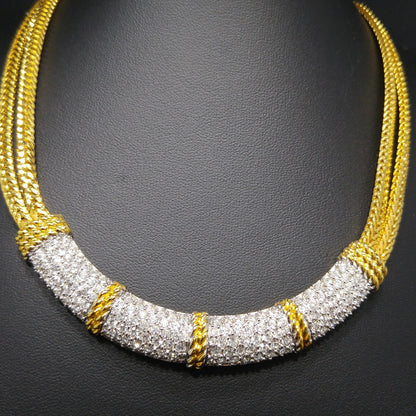 Vintage Swarovski Necklace & Bracelet Set – Gold Plated, Clear Crystals, 1980s–1990s