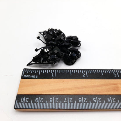 Vintage Butterfly Brooch, Japanned Black Enamel, Made in Austria, 1950s