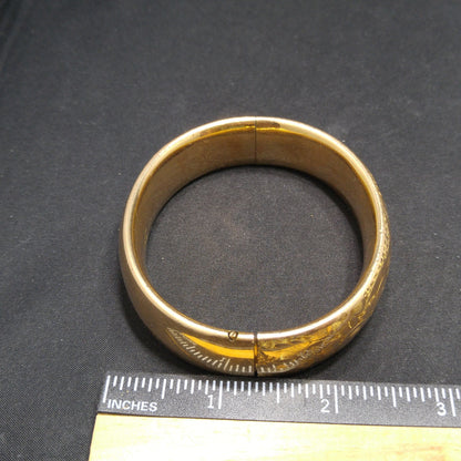 MH & Co. Gold Shell Victorian Hinged Bracelet, Early 1900s Antique Jewelry