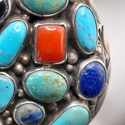 T. Benally Sterling Gemstone Pendant, Vintage Navajo Jewelry