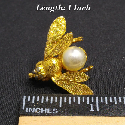 Vintage Hattie Carnegie Insect Brooch, Faux Pearl, 1960s Vintage Jewelry