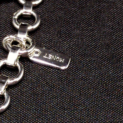 Monet Silver Wide Box Chain Necklace, Gold Plated, 1960s Vintage Jewelry