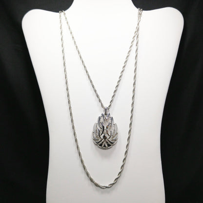 Crown Trifari Pendant Long Necklace, Layered Look, 1960s Vintage Jewelry