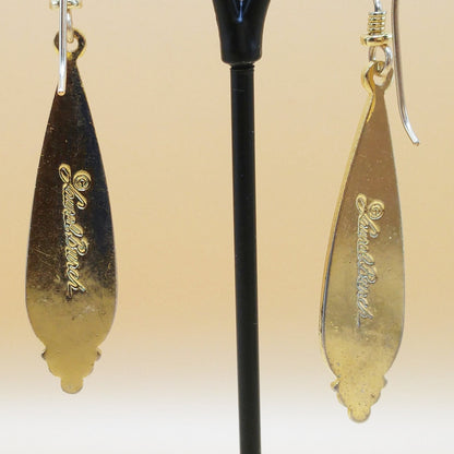 Laurel Burch Cream White Drop Earrings, Gold Plated, 1980s Vintage Jewelry