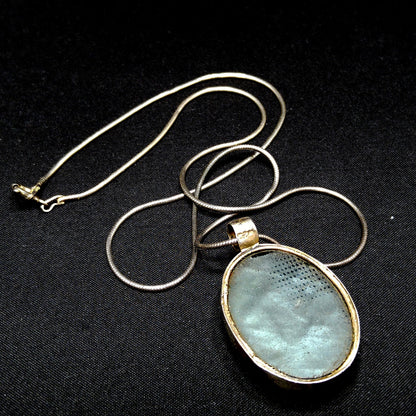 Vintage Italy Art Glass Pendant, Sterling Silver, 1970s Vintage Jewelry