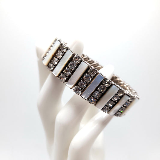Vintage Mother of Pearl Expansion Bracelet, Rare Design, 1950s