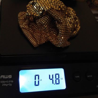 Whiting & Davis Gold Mesh Necklace, Disco Gold Plated, 1970s Vintage Necklace