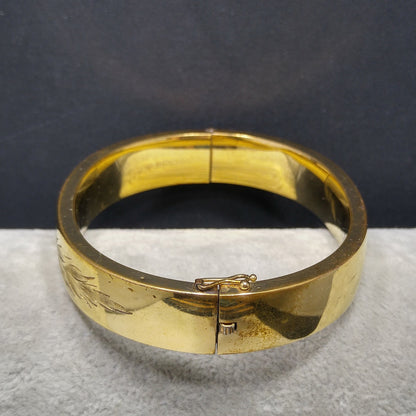 Carl-Art 12K Gold Filled Hinged Bracelet, Art Deco, 1930s Vintage Jewelry