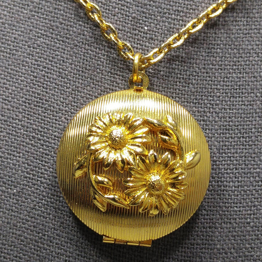 Vintage Perfume Floral Locket Necklace, Solid Perfume Inside, 1960s Vintage Jewelry