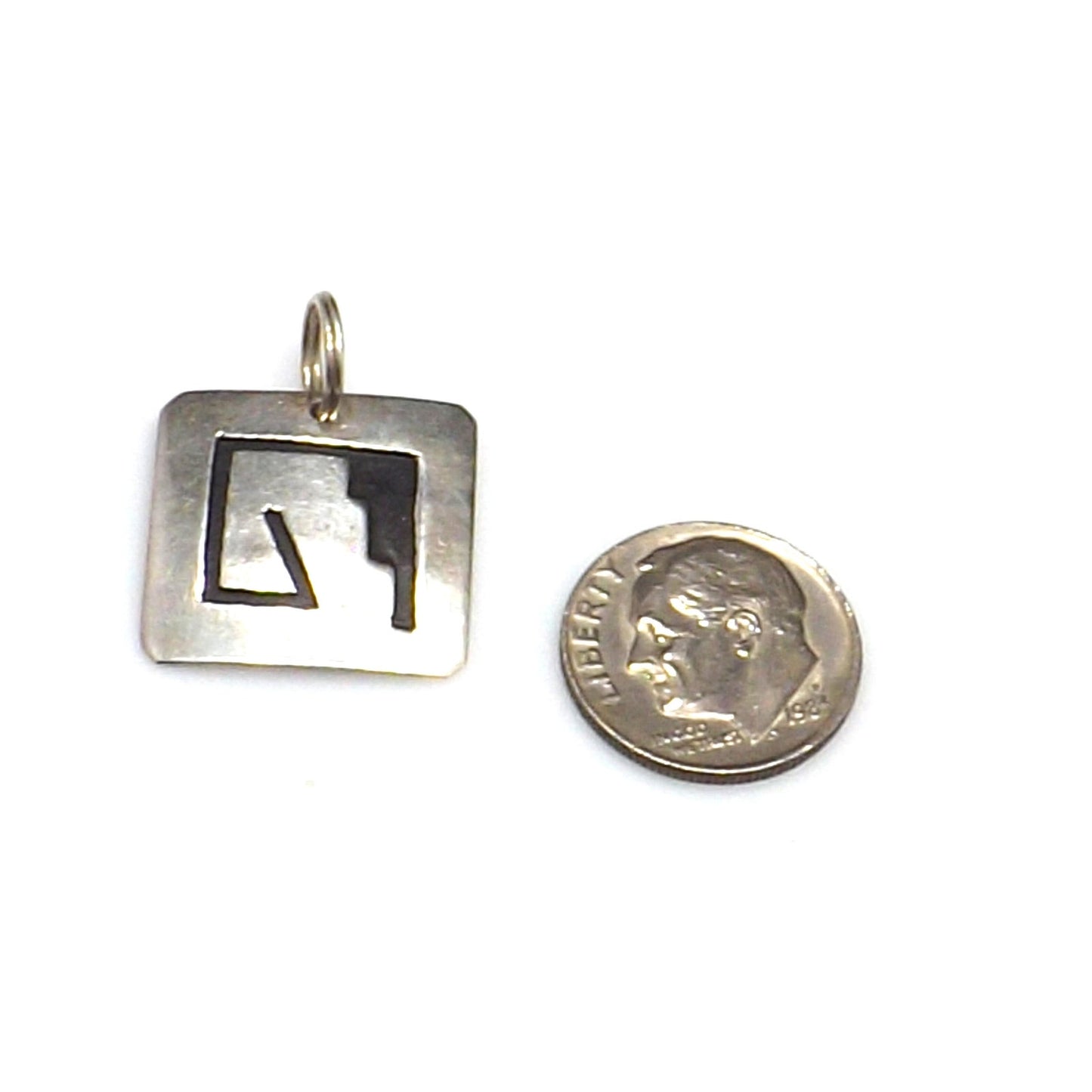 Navajo T. Billy Sterling Silver Pendant, Black Enamel, 1970s Vintage Jewelry