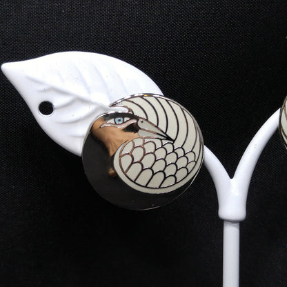Laurel Burch "Mynah Bird" Post Earrings, Gold Plated, Silver Tone Cloisonne