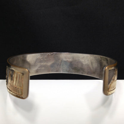 Floyd & Lloyd Becenti Navajo Cuff Bracelet, Gold Filled Sterling, 1990s Vintage Jewelry