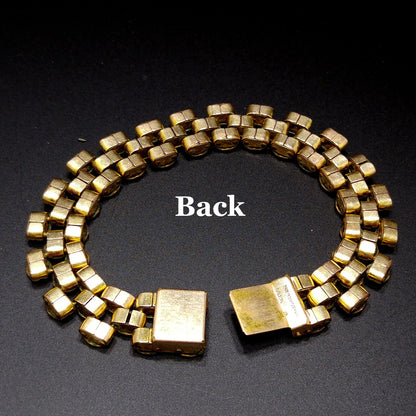 Switzerland Gold Bonded Link Bracelet, Plaque Orl, 2C Microns, 1960s Vintage Jewelry