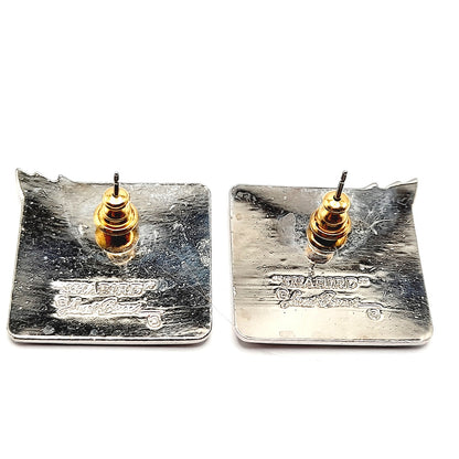 Vintage Laurel Burch "Shabird" Lavender Bird Post Earrings - Rhodium Plated - 1 Inch