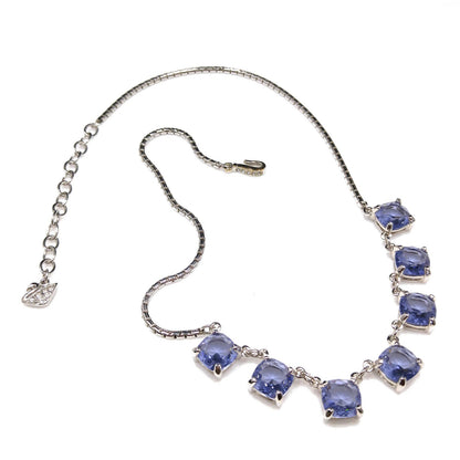Swarovski Swan Logo Necklace, Blue Lavender Crystals, Art Deco Style Vintage