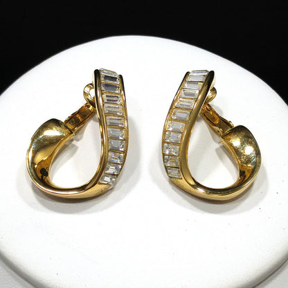 Swarovski Swan Logo Clear Rhinestone Earrings Necklace, 1990s Vintage Jewelry