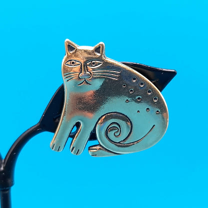 Vintage Laurel Burch Gold Plated Cat Earrings, Clip-on Earrings