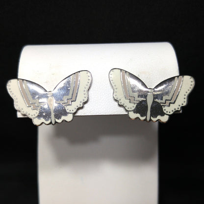 Laurel Burch "Papillon" Post Earrings, Butterfly Cloisonné Enamel, 1980s Vintage