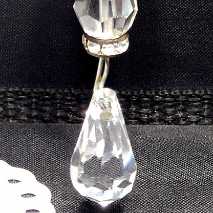 Vintage Diane Lauren Long Crystal Drop Earrings 1980s Clip On Runway Signed