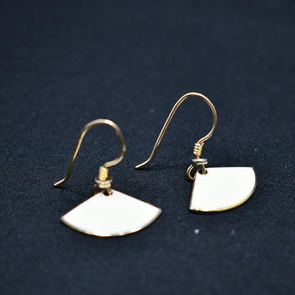 Laurel Burch Cream Small Fan Earrings, Gold Filled Ear Wires, Gold Plated, 1980s